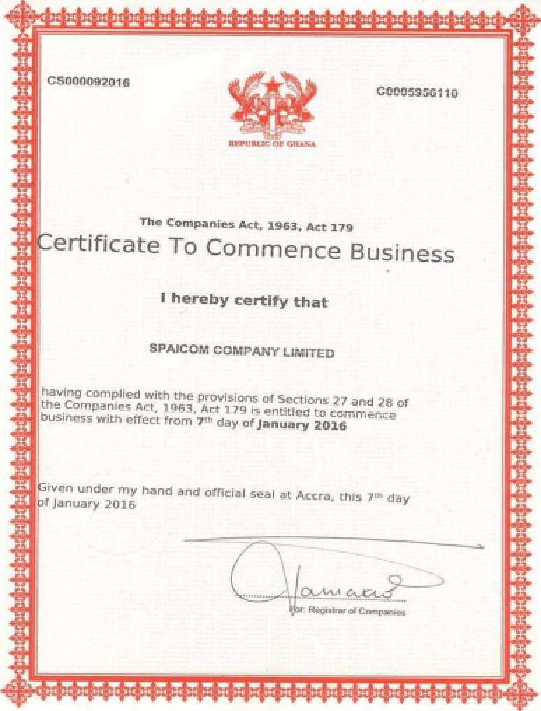 Certificate of Incoporation